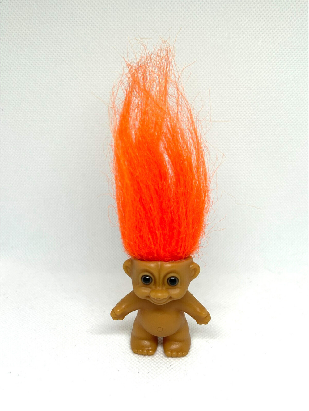 Vintage 1990s ORIGINAL Russ Troll Orange Hair Brown Eyes W Sicker